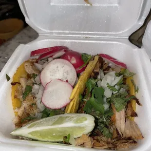 Carnitas and Pollo Tacos