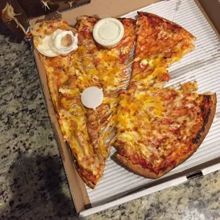 This is how I received my pizza and they said it &quot;wasn&apos;t their fault&quot;.  Terrible customer service.  Would never order from here again.