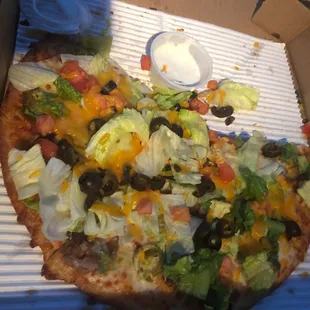 Gluten free steak taco salad pizza