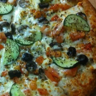 a close up of a pizza