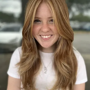 Face Framing Highlights and a layered haircut to frame the face