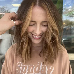 Strawberry Blonde Face Framing Highlights