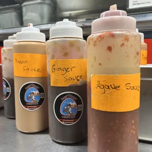 a variety of sauces