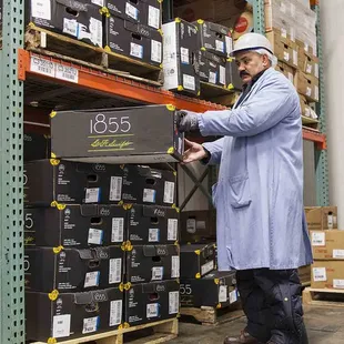 a man in a warehouse