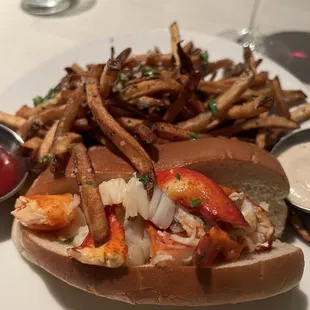 Hot lobster roll with melted butter