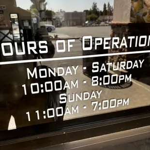 Hours of operation