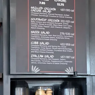 Salad menu