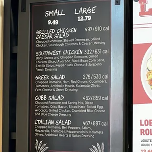 Menu salads