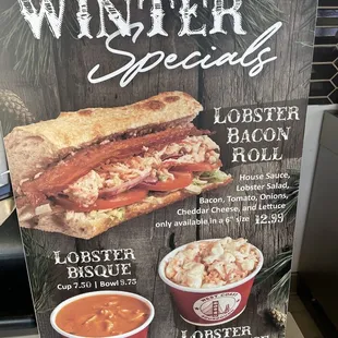 Lobster roll, soup, Mac &amp; cheese (Winter Special)