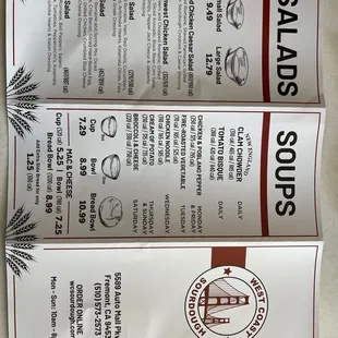 This is the front of the menu