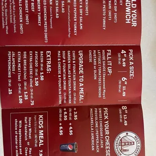 This is their menu
