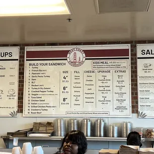 menus on the wall