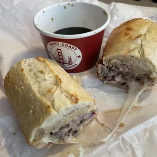 French dip with added red onions