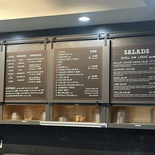 Salad menu, build your own menu, sandwhich menu