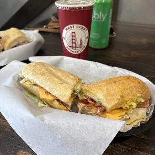 Turkey bacon, lettuce and pickles...with American cheese. So simple but so much flavor.