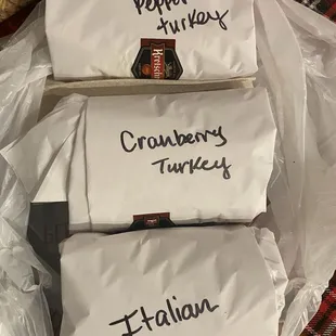 #9 Cracked Pepper Turkey* #13 Italian* #15 Cranberry Turkey*