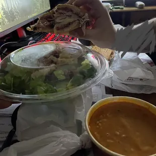 Turkey Cranberry Sandwich, Caesar Salad &amp; Lobster Bisque