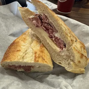 6 inch roast beef and provolone on sourdough bread