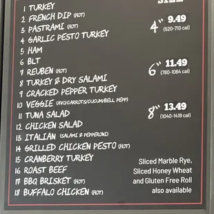 menu