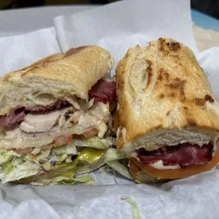 8inch pastrami &amp; pepper turkey added Peppercini