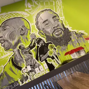 a mural of two men