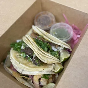 Taco Flight: chicken, steak, chicken