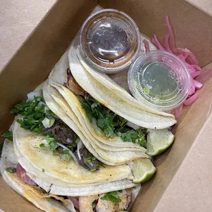 Taco Flight: chicken, shrimp and steak