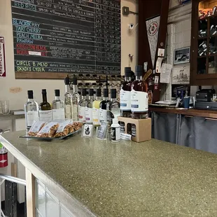 the bar counter and menu