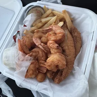Perch Dinner plate w/ fries and hush puppies