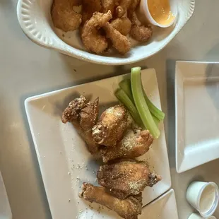 Lemon Pepper Wings and Popcorn Shrimp