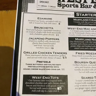 menu