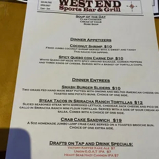 menu