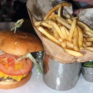 Burger and fries