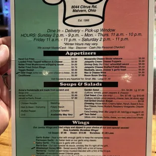 Menus.... Prices change and possibly offerings. PHONE NUMBER ALWAYS the same