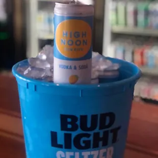 a blue bucket of bud light seltzer