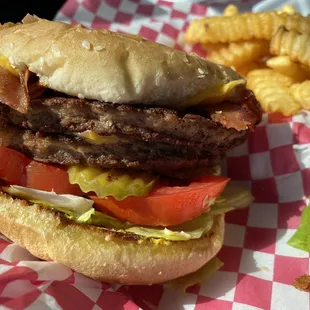 a burger and french fries