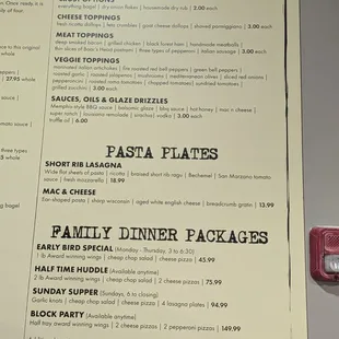 BYO Pizza, Pasta, Family Dinners