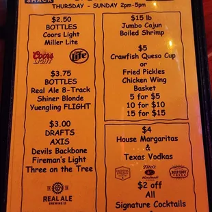 menu