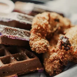 Ube Chicken and Waffles