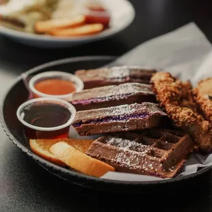 Ube Chicken and Waffles