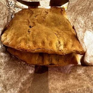 Two beef patties in a bag