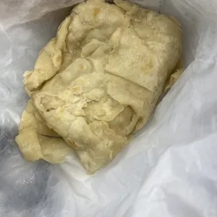 a piece of bread in a plastic bag