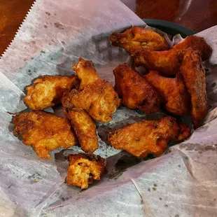 Baked chicken wings.