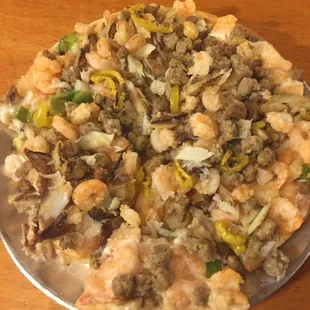 Seafood combo pizza