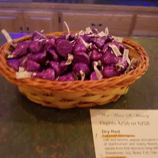 Dark chocolate kisses and wine ...