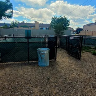 Exit, trash can &amp; gate