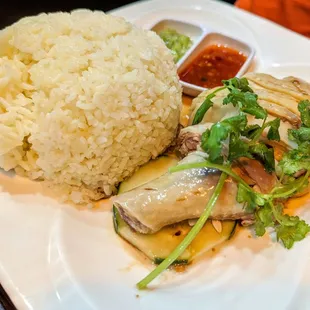 Hainan chicken leg over rice