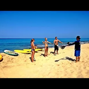 On land paddling instruction from certified guides.