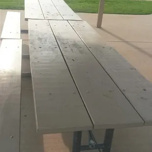 The covered picnic tables