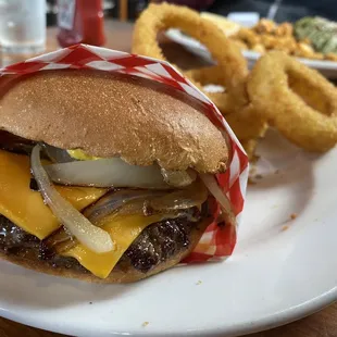 Fair burger with onion rings